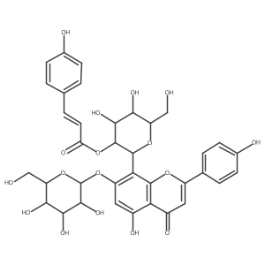 7-(I(2)-D-Glucopyranosyloxy)-5-hydroxy-2-(4-hydroxyphenyl)-8-[2-O-[3-(4-hydroxyphenyl)-1-oxo-2-propen-1-yl]-I(2)-D-glucopyranosyl]-4H-1-benzopyran-4-one Structure