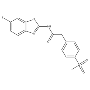 N-(6-fluorobenzo[d]thiazol-2-yl)-2-(4-(methylsulfonyl)phenyl)acetamide结构式