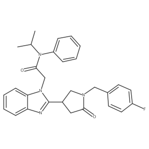 2-(2-(1-(4-fluorobenzyl)-5-oxopyrrolidin-3-yl)-1H-benzo[d]imidazol-1-yl)-N-isopropyl-N-phenylacetamide Structure