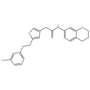 2-(2-((3-chlorobenzyl)thio)thiazol-4-yl)-N-(2,3-dihydrobenzo[b][1,4]dioxin-6-yl)acetamide Structure