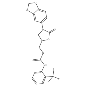 1-((3-(Benzo[d][1,3]dioxol-5-yl)-2-oxooxazolidin-5-yl)methyl)-3-(2-(trifluoromethyl)phenyl)urea结构式