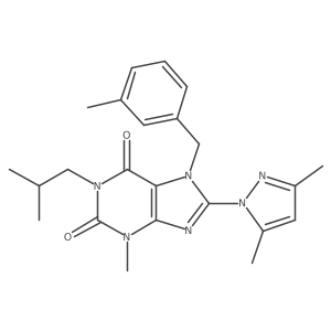 8-(3,5-dimethyl-1H-pyrazol-1-yl)-1-isobutyl-3-methyl-7-(3-methylbenzyl)-1H-purine-2,6(3H,7H)-dione Structure