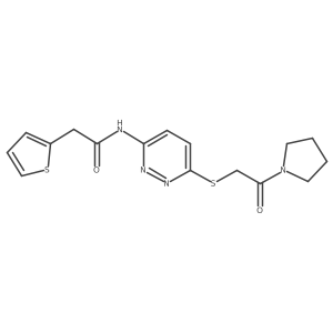N-(6-((2-oxo-2-(pyrrolidin-1-yl)ethyl)thio)pyridazin-3-yl)-2-(thiophen-2-yl)acetamide结构式