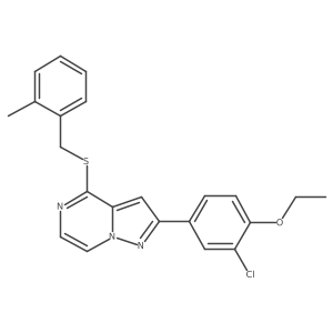 CCOc1ccc(-c2cc3c(SCc4ccccc4C)nccn3n2)cc1Cl结构式