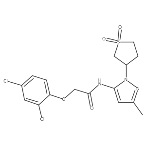 2-(2,4-dichlorophenoxy)-N-[1-(1,1-dioxo-1lambda6-thiolan-3-yl)-3-methyl-1H-pyrazol-5-yl]acetamide结构式