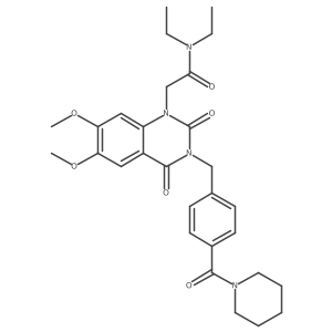 2-(6,7-dimethoxy-2,4-dioxo-3-(4-(piperidine-1-carbonyl)benzyl)-3,4-dihydroquinazolin-1(2H)-yl)-N,N-diethylacetamide结构式