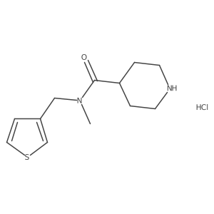 N-methyl-N-(thiophen-3-ylmethyl)piperidine-4-carboxamide hydrochloride结构式