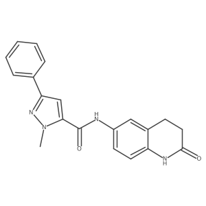 1-methyl-N-(2-oxo-1,2,3,4-tetrahydroquinolin-6-yl)-3-phenyl-1H-pyrazole-5-carboxamide结构式