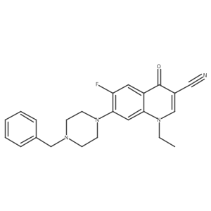 7-(4-Benzylpiperazin-1-yl)-1-ethyl-6-fluoro-4-oxoquinoline-3-carbonitrile Structure