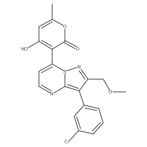 3-[3-(3-chlorophenyl)-2-(methoxymethyl)pyrazolo[1,5-a]pyrimidin-7-yl]-4-hydroxy-6-methyl-2H-pyran-2-one结构式