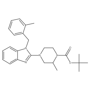 tert-Butyl 2-methyl-4-(1-(2-methylbenzyl)-1H-benzo[d]imidazol-2-yl)piperazine-1-carboxylate结构式