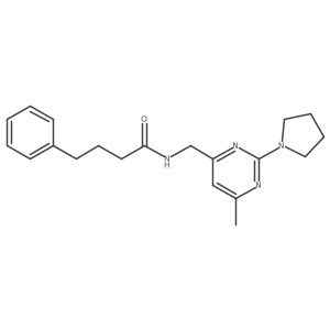 N-((6-methyl-2-(pyrrolidin-1-yl)pyrimidin-4-yl)methyl)-4-phenylbutanamide结构式