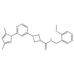 1-(6-(3,5-dimethyl-1H-pyrazol-1-yl)pyrimidin-4-yl)-N-(2-methoxybenzyl)azetidine-3-carboxamide结构式