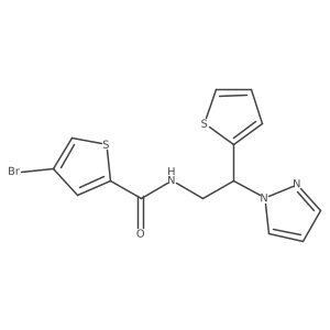 4-bromo-N-[2-(1H-pyrazol-1-yl)-2-(thiophen-2-yl)ethyl]thiophene-2-carboxamide结构式