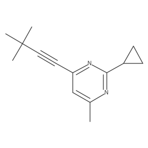 2-Cyclopropyl-4-(3,3-dimethylbut-1-yn-1-yl)-6-methylpyrimidine结构式