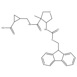 2-({[4-({[(9H-fluoren-9-yl)methoxy]carbonyl}amino)-3-methyloxolan-3-yl]formamido}methyl)cyclopropane-1-carboxylic acid结构式