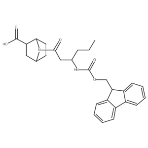 (1RS,2RS,4SR)-7-[(3S)-3-({[(9H-fluoren-9-yl)methoxy]carbonyl}amino)hexanoyl]-7-azabicyclo[2.2.1]heptane-2-carboxylic acid结构式