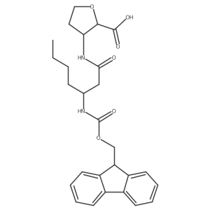 (2RS,3SR)-3-[(3R)-3-({[(9H-fluoren-9-yl)methoxy]carbonyl}amino)heptanamido]oxolane-2-carboxylic acid结构式