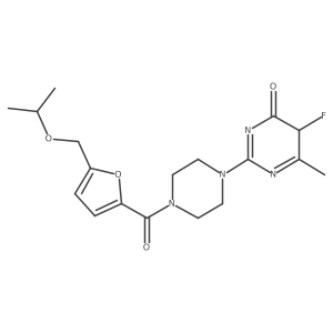 5-fluoro-6-methyl-2-[4-[5-(propan-2-yloxymethyl)furan-2-carbonyl]piperazin-1-yl]-5H-pyrimidin-4-one Structure