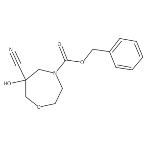 Benzyl 6-cyano-6-hydroxy-1,4-oxazepane-4-carboxylate结构式