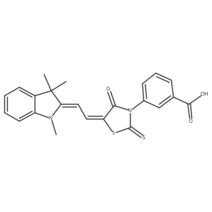3-(4-Oxo-2-thioxo-5-(2-(1,3,3-trimethylindolin-2-ylidene)ethylidene)thiazolidin-3-yl)benzoic acid结构式