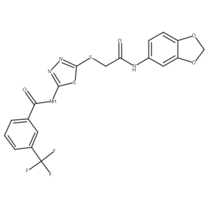 N-(5-((2-(benzo[d][1,3]dioxol-5-ylamino)-2-oxoethyl)thio)-1,3,4-thiadiazol-2-yl)-3-(trifluoromethyl)benzamide Structure