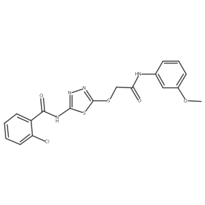 2-chloro-N-[5-[2-(3-methoxyanilino)-2-oxo-ethyl]sulfanyl-1,3,4-thiadiazol-2-yl]benzamide Structure