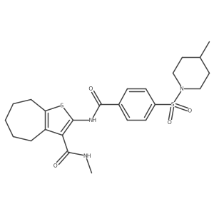 N-methyl-2-(4-((4-methylpiperidin-1-yl)sulfonyl)benzamido)-5,6,7,8-tetrahydro-4H-cyclohepta[b]thiophene-3-carboxamide Structure