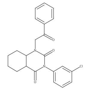 3-(3-Chlorophenyl)-1-phenacyl-4a,5,6,7,8,8a-hexahydroquinazoline-2,4-dione结构式