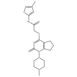 2-((1-(4-methylpiperazin-1-yl)-2-oxo-2,5,6,7-tetrahydro-1H-cyclopenta[d]pyrimidin-4-yl)thio)-N-(4-methylthiazol-2-yl)acetamide结构式