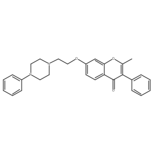 2-methyl-3-phenyl-7-[2-(4-phenylpiperazin-1-yl)ethoxy]-4H-chromen-4-one结构式