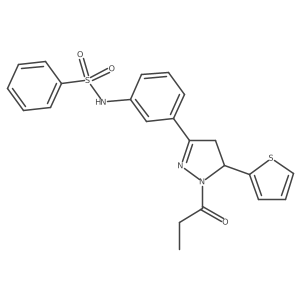 N-(3-(1-propionyl-5-(thiophen-2-yl)-4,5-dihydro-1H-pyrazol-3-yl)phenyl)benzenesulfonamide Structure