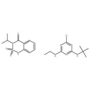 1H-2,1,3-Benzothiadiazin-4(3H)-one, 3-(1-methylethyl)-, 2,2-dioxide, mixt. with 6-chloro-N2-(1,1-dimethylethyl)-N4-ethyl-1,3,5-triazine-2,4-diamine结构式
