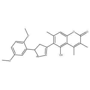 6-[5-(2,5-dimethoxyphenyl)-4,5-dihydro-1H-pyrazol-3-yl]-5-hydroxy-3,4,7-trimethyl-2H-chromen-2-one Structure
