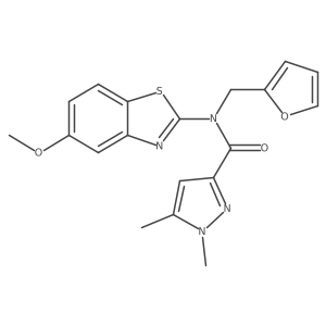 N-(furan-2-ylmethyl)-N-(5-methoxybenzo[d]thiazol-2-yl)-1,5-dimethyl-1H-pyrazole-3-carboxamide结构式