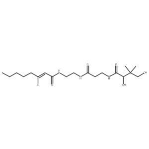 (R)-3-Chloro-N-(2-(3-(2,4-dihydroxy-3,3-dimethylbutanamido)propanamido)ethyl)oct-2-enamide Structure