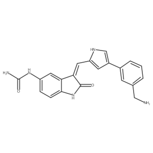 [(3Z)-3-({4-[3-(aminomethyl)phenyl]-1H-pyrrol-2-yl}methylidene)-2-oxo-2,3-dihydro-1H-indol-5-yl]urea结构式