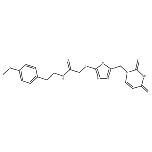 2-((5-((2,4-dioxo-3,4-dihydropyrimidin-1(2H)-yl)methyl)-1,3,4-oxadiazol-2-yl)thio)-N-(4-methoxyphenethyl)acetamide Structure