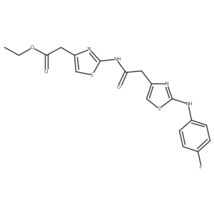 CCOC(=O)Cc1csc(NC(=O)Cc2csc(Nc3ccc(F)cc3)n2)n1结构式