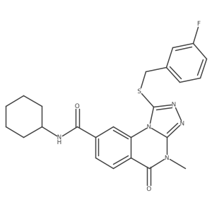 N-cyclohexyl-1-((3-fluorobenzyl)thio)-4-methyl-5-oxo-4,5-dihydro-[1,2,4]triazolo[4,3-a]quinazoline-8-carboxamide结构式