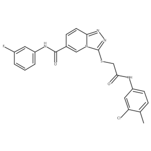 3-((2-((3-chloro-4-methylphenyl)amino)-2-oxoethyl)thio)-N-(3-fluorophenyl)-[1,2,4]triazolo[4,3-a]pyridine-6-carboxamide结构式