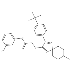 2-((3-(4-(tert-butyl)phenyl)-8-methyl-1,4,8-triazaspiro[4.5]deca-1,3-dien-2-yl)thio)-N-(3-chlorophenyl)acetamide Structure