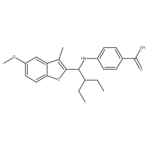 4-{[2-Ethyl-1-(5-methoxy-3-methyl-1-benzofuran-2-yl)butyl]amino}benzoic acid Structure