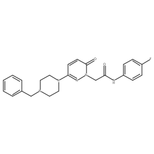 2-(3-(4-benzylpiperazin-1-yl)-6-oxopyridazin-1(6H)-yl)-N-(4-fluorophenyl)acetamide结构式