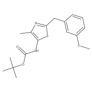 Tert-butyl 2-(3-methoxybenzyl)-4-methylthiazol-5-ylcarbamate结构式