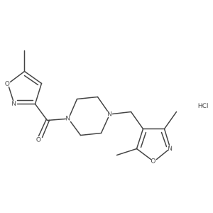 (4-((3,5-Dimethylisoxazol-4-yl)methyl)piperazin-1-yl)(5-methylisoxazol-3-yl)methanone hydrochloride结构式