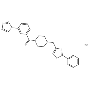 (3-(1H-tetrazol-1-yl)phenyl)(4-((2-phenylthiazol-4-yl)methyl)piperazin-1-yl)methanone hydrochloride Structure