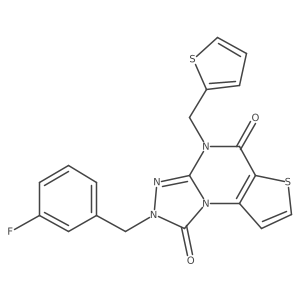 11-[(3-Fluorophenyl)methyl]-8-(thiophen-2-ylmethyl)-5-thia-1,8,10,11-tetrazatricyclo[7.3.0.02,6]dodeca-2(6),3,9-triene-7,12-dione结构式