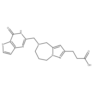 3-(5-((4-Oxo-3,4-dihydrothieno[3,2-d]pyrimidin-2-yl)methyl)-5,6,7,8-tetrahydro-4H-pyrazolo[1,5-a][1,4]diazepin-2-yl)propanoic acid结构式