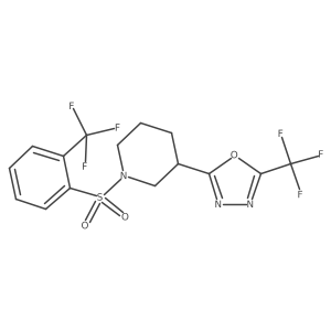 2-(Trifluoromethyl)-5-(1-((2-(trifluoromethyl)phenyl)sulfonyl)piperidin-3-yl)-1,3,4-oxadiazole Structure